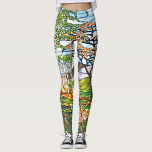Wasserfall-Iris-Birke Tiffany beflecktes Glas Leggings