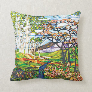 Wasserfall-Iris-Birken-Tiffany-Buntglas-Fenster Kissen