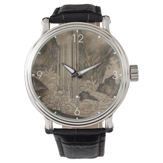 Wasserfall (japanische Landschaftskunst) (Kano Mot Armbanduhr (Vorderseite)