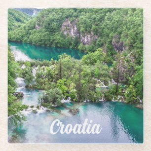 Wasserfall-Kaskade im Park der Plitvice Seen, Kroa Glasuntersetzer