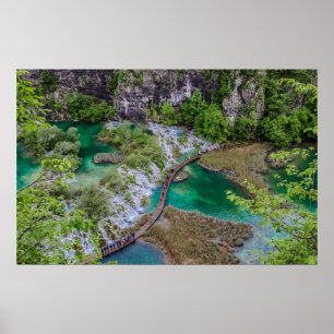 Wasserfall Kaskade im Park der Plitvicer Seen Poster