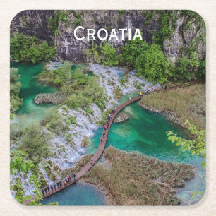 Wasserfall Kaskade im Park Plitvice Seen Square Pa Rechteckiger Pappuntersetzer
