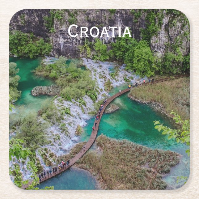 Wasserfall Kaskade im Park Plitvice Seen Square Pa Rechteckiger Pappuntersetzer (Vorderseite)