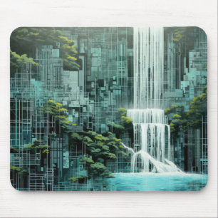 Wasserfall Landschaft Art Deco Mousepad