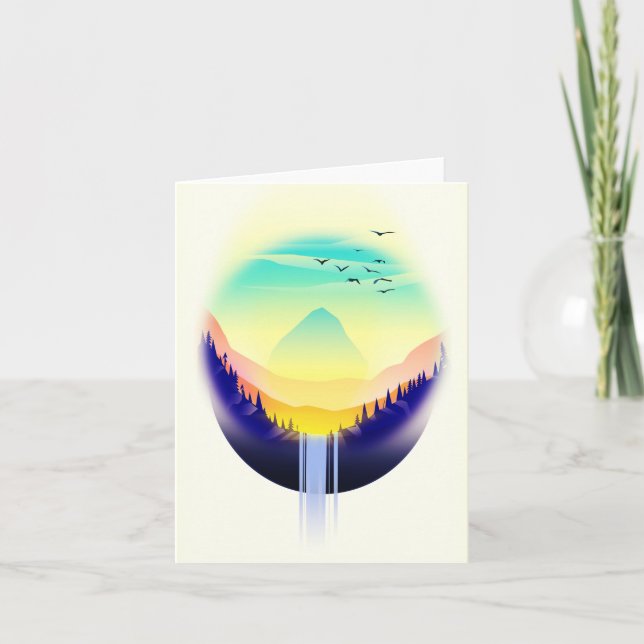 Wasserfall-Landschaft Feiertagskarte (Vorderseite)
