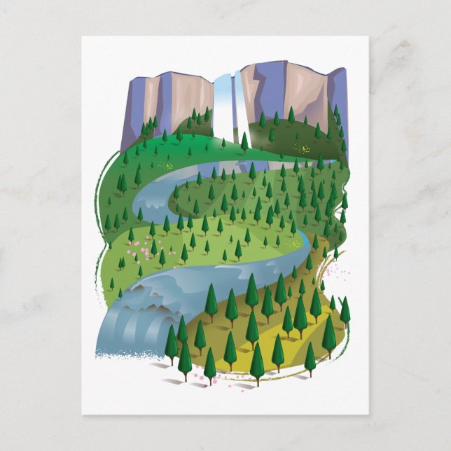Wasserfall Landschaft Feiertagspostkarte (Vorderseite)