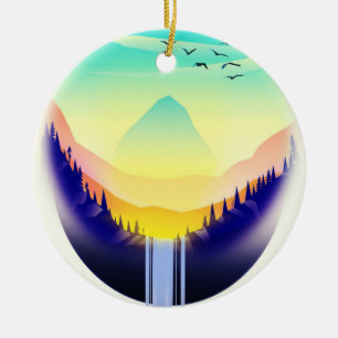Wasserfall Landschaft Keramik Ornament