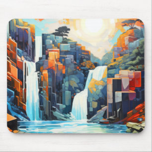 Wasserfall Landschaft Konzept Abstrakte Kunst Mousepad