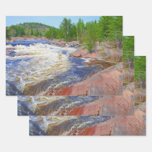 Wasserfall Landschaft Schöne Grüne Bäume Landsc Geschenkpapier Set