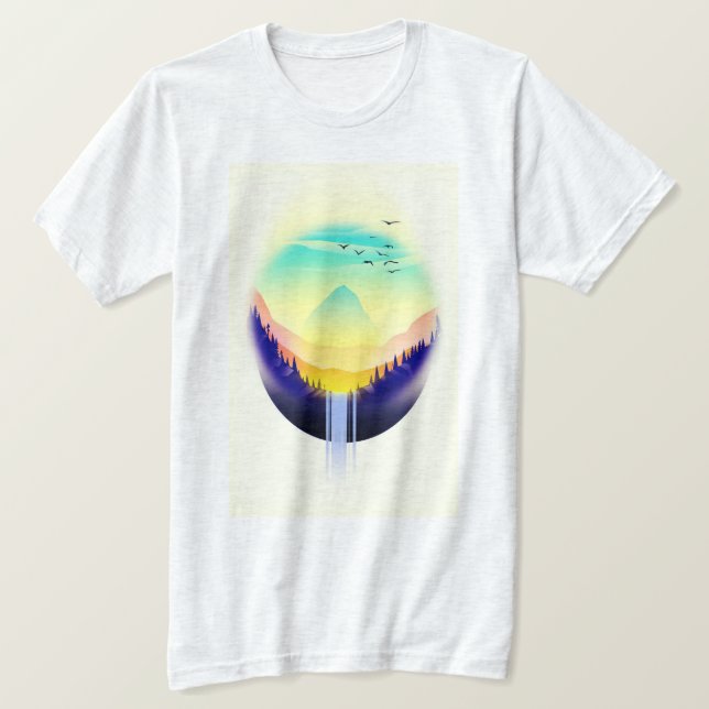 Wasserfall Landschaft T-Shirt (Design vorne)