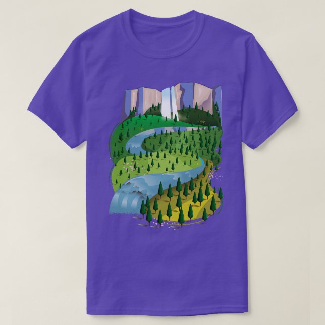 Wasserfall Landschaft T-Shirt (Design vorne)