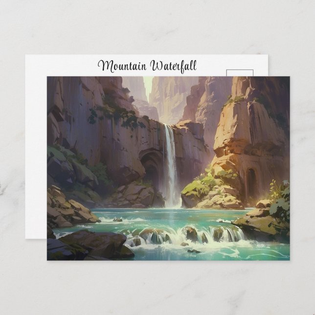 Wasserfall Malergebirge Farbenfrohe Wasserströmung Postkarte (Vorne/Hinten)