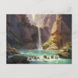 Wasserfall Malergebirge Farbenfrohe Wasserströmung Postkarte