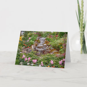 Wasserfall mit Frühlingsblumen Karte