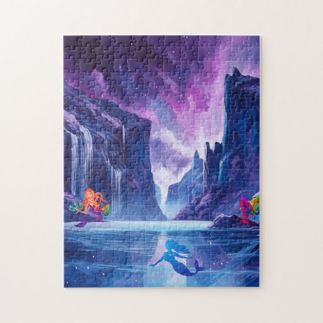 Wasserfall mit Meerjungfrauen Puzzle (Vertikal)