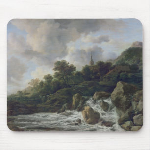 Wasserfall nahe einem Dorf, c.1665-70 Mousepad