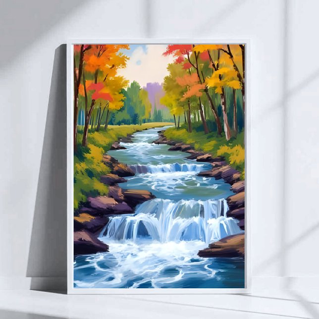 Wasserfall Natur Landschaftsmalerei Poster (Von Creator hochgeladen)
