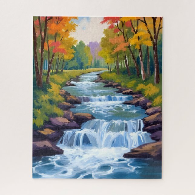 Wasserfall Natur Landschaftsmalerei Puzzle (Vertikal)