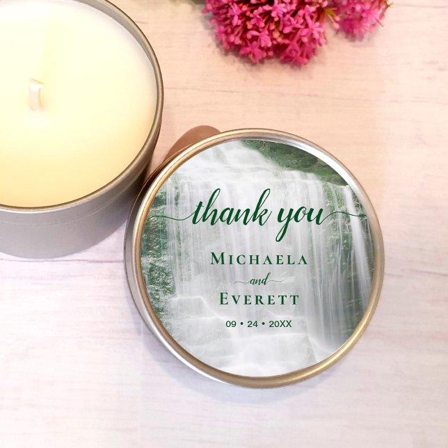 Wasserfall Natur Outdoor Hochzeit Vielen Dank Runder Aufkleber (Von Creator hochgeladen)