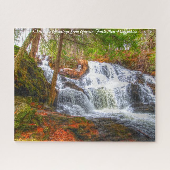 Wasserfall New Hampshire.Christmas Grüße Puzzle (Horizontal)