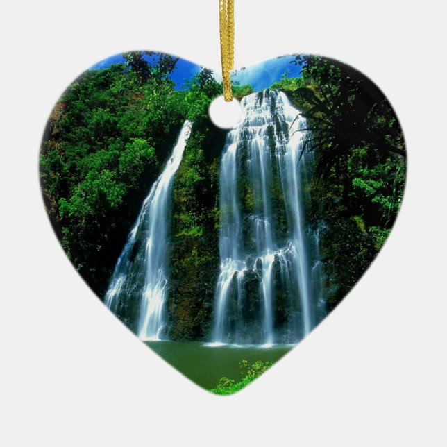 Wasserfall Opaekaa Kauai Hawaii Keramikornament (Vorne)