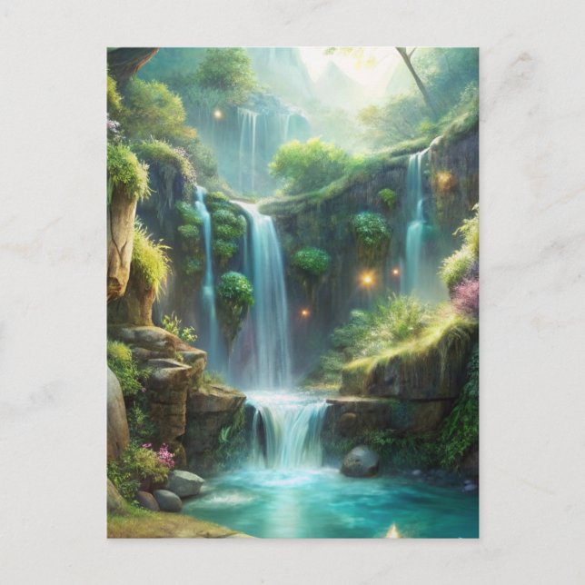 Wasserfall Postkarte (Vorderseite)