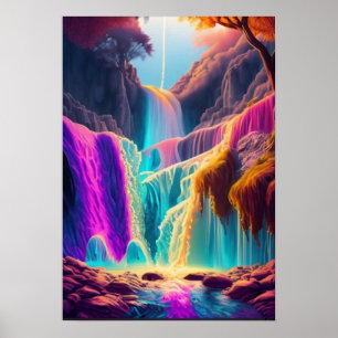 Wasserfall Psychedelische Kunst Poster