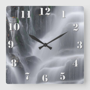Wasserfall Quadratische Wanduhr