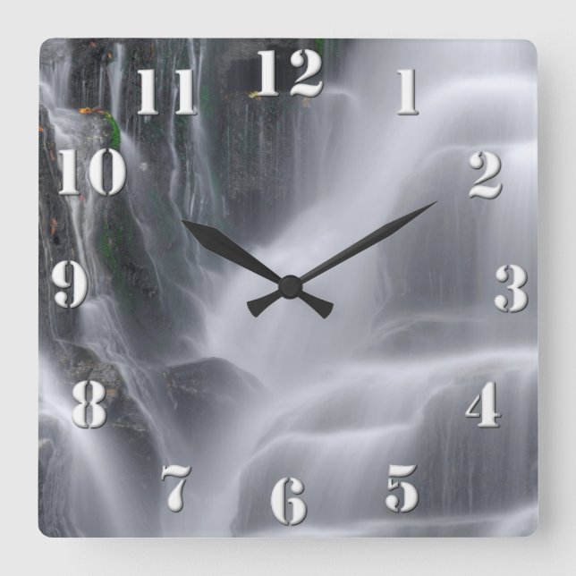 Wasserfall Quadratische Wanduhr (Vorderseite)