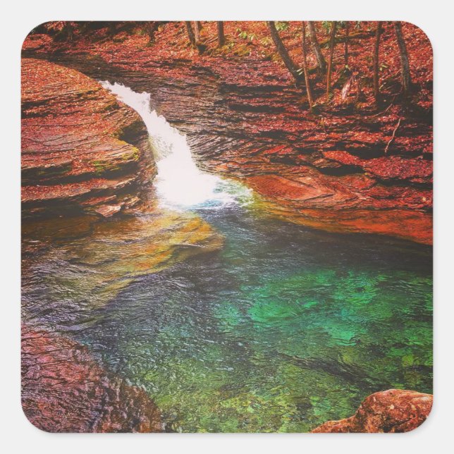 Wasserfall Quadratischer Aufkleber (Vorderseite)