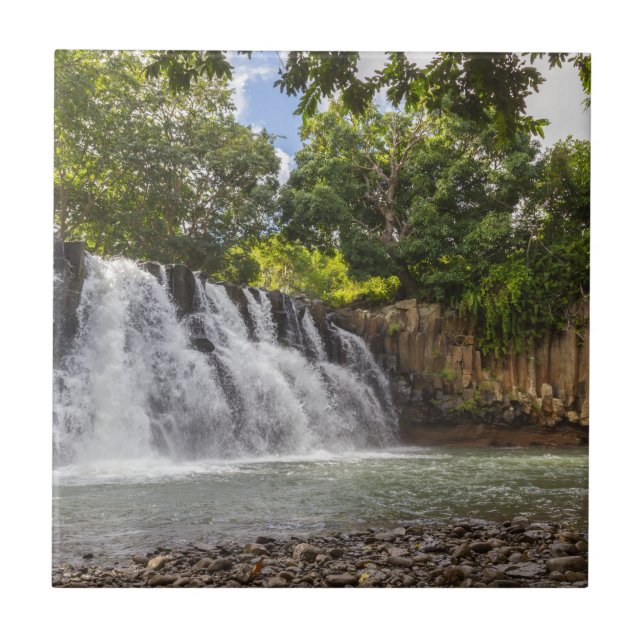 Wasserfall Rochester Falls in Souillac Mauritius Fliese (Vorderseite)