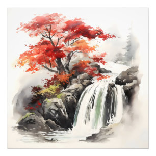 Wasserfall-Rotbaum Fotodruck
