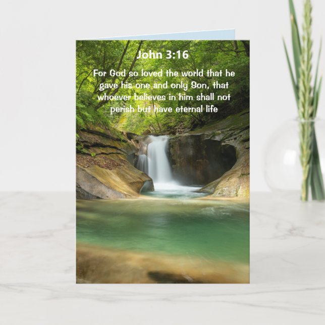 Wasserfall-Schrift John 3:16 Karte (Vorderseite)