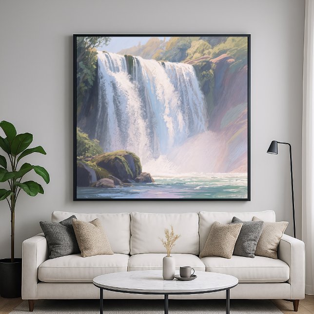 Wasserfall-Teich - Digitale Pastellmalerei Poster (Von Creator hochgeladen)