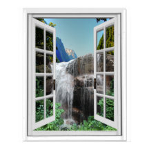 Wasserfall-Trompe l'oeil-Effekt-Imitat Fenster Ans