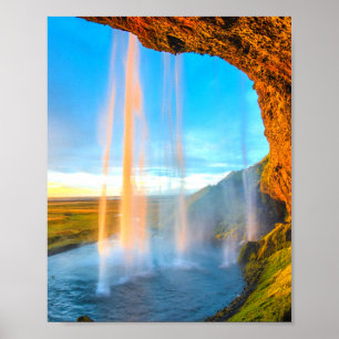 Wasserfall über Felsen Naturfotografie Friedlich Poster