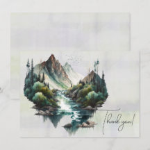 Wasserfall und Gebirge Aquarellbilder