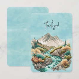 Wasserfall und Gebirge Aquarellbilder Dankeskarte