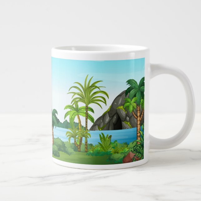 Wasserfall- und Höhlenlandschaft Jumbo-Tasse (Rechts)