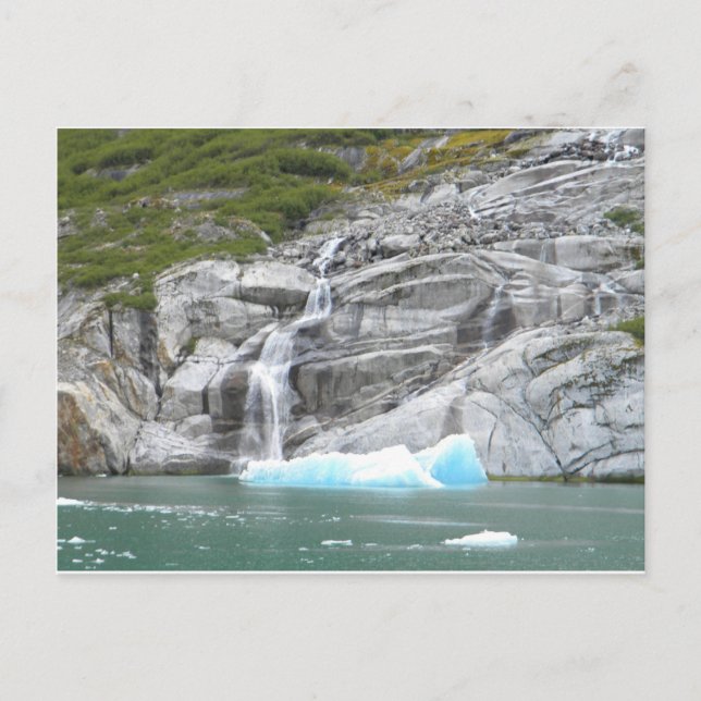 Wasserfall und Iceberg Alaska Inside Passage Postkarte (Vorderseite)