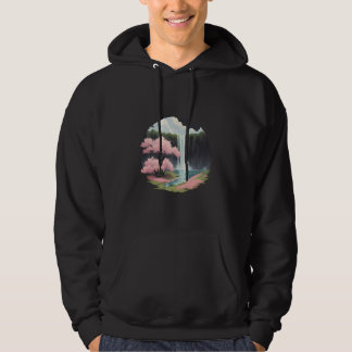 Wasserfall und Kirschblüten Hoodie
