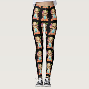 Wasserfall und Mariachi Dia de Muertos Skull Leggings