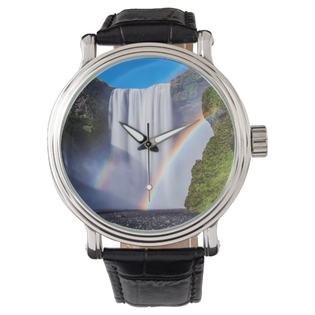 Wasserfall und Regenbogen Armbanduhr (Vorderseite)