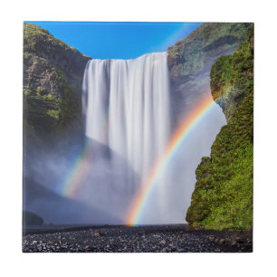 Wasserfall und Regenbogen Fliese
