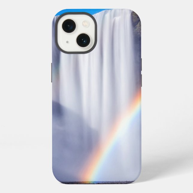 Wasserfall und Regenbogen iPhone Hülle (Rückseite)