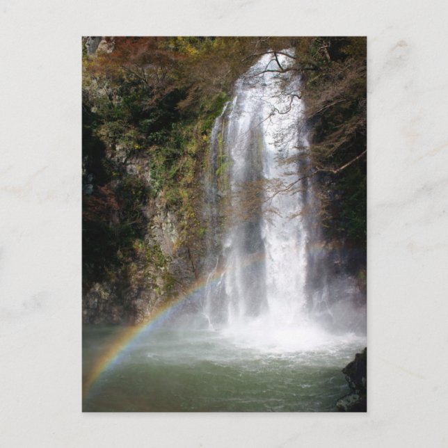 Wasserfall und Regenbogen Postkarte (Vorderseite)