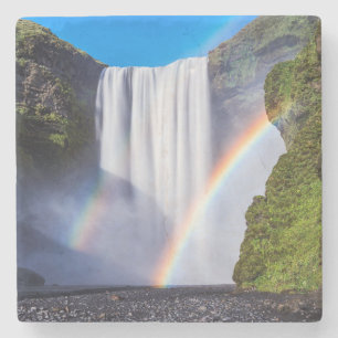 Wasserfall und Regenbogen Steinuntersetzer