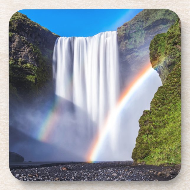 Wasserfall und Regenbogen Untersetzer (Vorderseite)