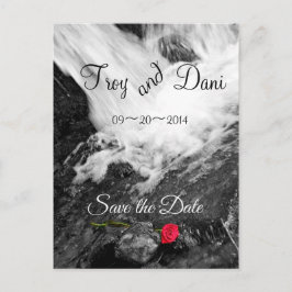 Wasserfall und Rose - Save the Date Ankündigungspostkarte