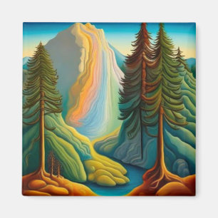 Wasserfall unter Pinienbäumen Magnet